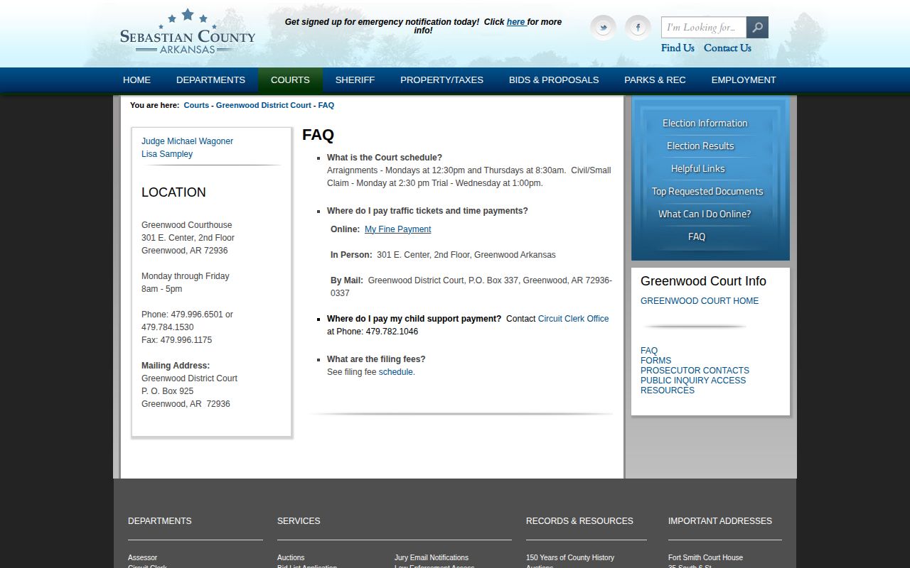 Greenwood District Court frequently asked questions page